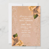 クリームイエローヴィンテージアンティークバラエレガントウェディング 招待状 (正面)