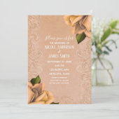 クリームイエローヴィンテージアンティークバラエレガントウェディング 招待状 (スタンド正面)