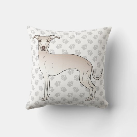 クリームイタリアングレイハウンドかわいい肉足の漫画の犬 クッション (裏面)