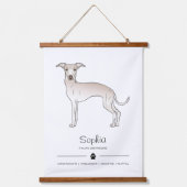 クリームイタリアングレイハウンドと前足とカスタム文字 吊り下げ型タペストリー (正面)