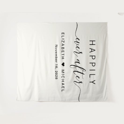 クリームウェディングレセプションの後ずっと幸せに タペストリー (正面(横))