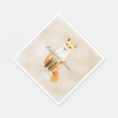 クリームウォーターカラーオレンジキツネ スタンダードランチョンナプキン (角)