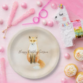 クリームウォーターカラーオレンジキツネ                   ペーパープレート (パーティー)