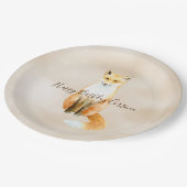 クリームウォーターカラーオレンジキツネ                   ペーパープレート (アングル)