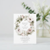 クリームウォーターカラーフラワー結婚リース ポストカード (スタンド正面)