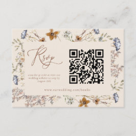 クリームウォーターカラーワイルドフラワーカリグラフィーRSVP エンクロージャーカード