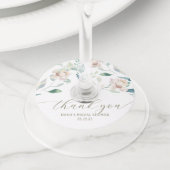 クリームウォーターカラー感謝花模様ワインボトルタグ ワイングラスタグ (クローズアップ)