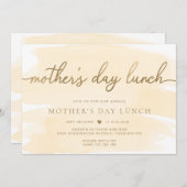 クリームウォーターカラー金ゴールドマザーズデイランチ 招待状 (正面/裏面)