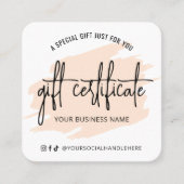 クリームウォーターモダンカラー髪サロンギフトカード スクエア名刺 (正面)