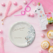 クリームウッドランドベビー外は寒い ペーパープレート (パーティー)