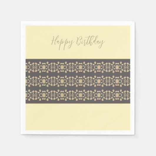 クリームエレガントとトープ スタンダードカクテルナプキン (正面)