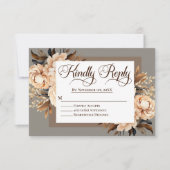 クリームエレガントとブラウンフローライスラーム結婚ズ 出欠カード (正面)