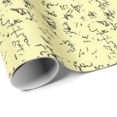 クリームエレガントの背景の黒いパターン ラッピングペーパー (ロールコーナー)