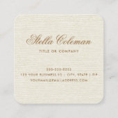 クリームエレガントアイボリーリネンルッカスタムクのロゴ スクエア名刺 (裏面)