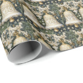 クリームエレガントクリスマスベルグリーンフローラ ラッピングペーパー (ロールコーナー)