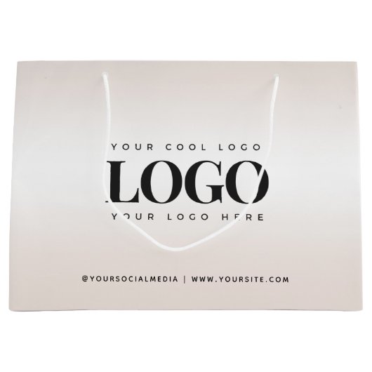 クリームエレガントグラディエントシックカスタムビジネスロゴ ラージペーパーバッグ (正面)