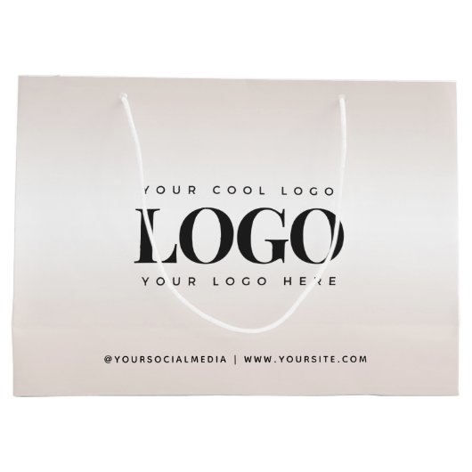 クリームエレガントグラディエントシックカスタムビジネスロゴ ラージペーパーバッグ (裏面)