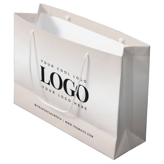クリームエレガントグラディエントシックカスタムビジネスロゴ ラージペーパーバッグ (正面アングル)