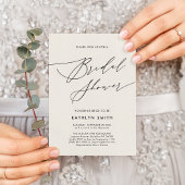 クリームエレガントスクリプモダントシンプルブライダルシャワー 招待状
