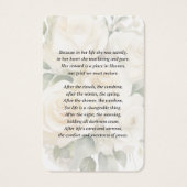 クリームエレガントバラ写真記念祈りの言葉カード (裏面)