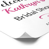 クリームエレガントパープルフラワーズブライダルシャワー標識 ポスター (角)