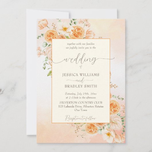 クリームエレガントピーチ 招待状 (正面)