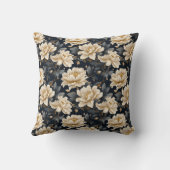 クリームエレガントフローラティール(緑がかった色)ブラック クッション (裏面)