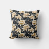 クリームエレガントフローラティール(緑がかった色)ブラック クッション (正面)