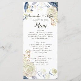 クリームエレガントブルー水彩フラワー メニュー