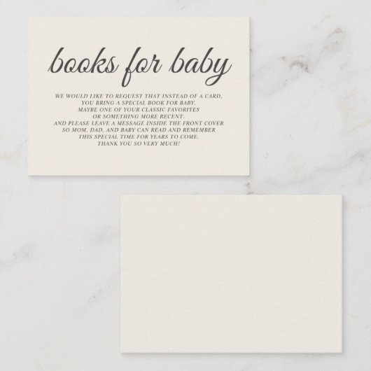 クリームエレガントベビーシャワーブックエンクロージャカード エンクロージャーカード (正面/裏面)