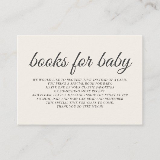 クリームエレガントベビーシャワーブックエンクロージャカード エンクロージャーカード (正面)