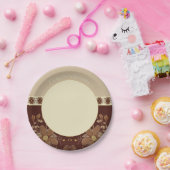 クリームエレガントベージュとブラウン ペーパープレート (パーティー)