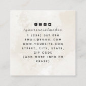 クリームエレガントマーブルシンプルスカルタトゥーアーティスト スクエア名刺 (裏面)