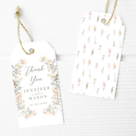 クリームエレガントメドウワイルドフラワー結婚の感謝 ギフトタグ