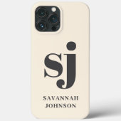 クリームエレガントモノグラムイニシャル Case-Mate iPhoneケース (裏面)