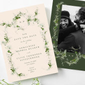 クリームエレガントユーカリリースモノグラム写真 セーブザデート