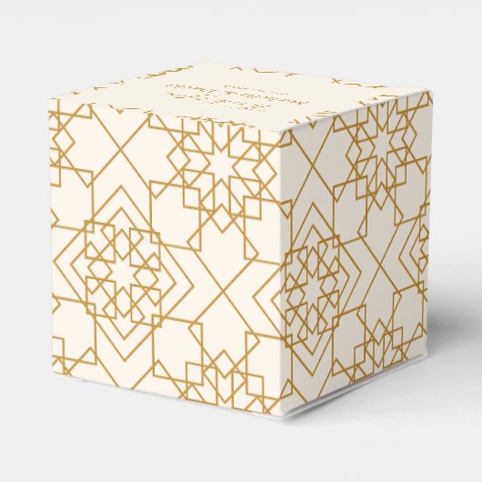 クリームエレガント及び金ゴールド結婚式の引き出物箱 フェイバーボックス (裏面サイド)