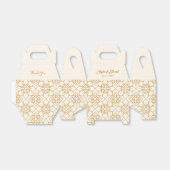 クリームエレガント及び金ゴールド結婚式の引き出物箱 フェイバーボックス (折り畳みなし)