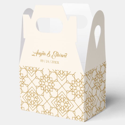 クリームエレガント及び金ゴールド結婚式の引き出物箱 フェイバーボックス (オープン)