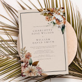 クリームエレガント秋の水の色の花結婚の数 招待状