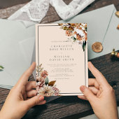 クリームエレガント秋の水の色の花結婚の数 招待状