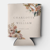 クリームエレガント秋の水の色の花結婚の数 缶クーラー (正面)