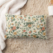 クリームエレガント花 ランバークッション (ブランケット)