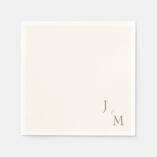 クリームエレガント金ゴールドモノグラ結婚ム スタンダードカクテルナプキン (正面)