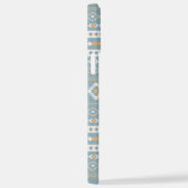 クリームオアステカレンジブルー混合モチーフパターン iPhoneケース (右側面)