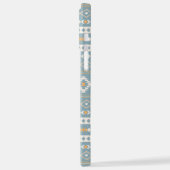 クリームオアステカレンジブルー混合モチーフパターン iPhoneケース (左側面)