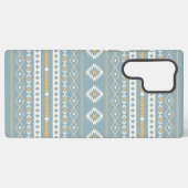 クリームオアステカレンジブルー混合モチーフパターン SAMSUNG GALAXYケース (裏面横)