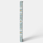 クリームオアステカレンジブルー混合モチーフパターン SAMSUNG GALAXYケース (左側面)