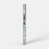 クリームオアステカレンジブルー混合モチーフパターン SAMSUNG GALAXYケース (右側面)