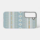 クリームオアステカレンジブルー混合モチーフパターン SAMSUNG GALAXYケース (裏面横)